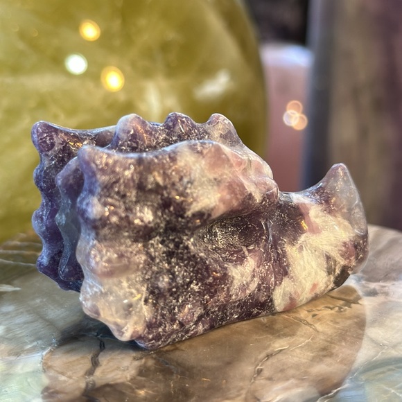 Lepidolite Crystal Dragon Head Carving! - Picture 3 of 9